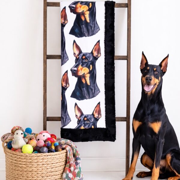 Doberman Pinscher Premium Plush Luxury Minky Blanket | Designer Dog Collection Throw