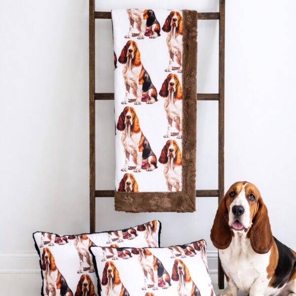 Basset Hound Premium Plush Luxury Minky Blanket | Designer Dog Collection Throw