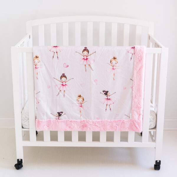 Soft Pink Little Ballerina Children's Minky Blanket - Handmade - Ultra Premium