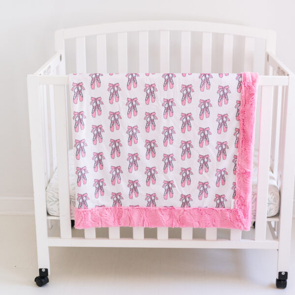 Pink Ballerina Slippers Children's Minky Blanket - Handmade - Ultra Premium