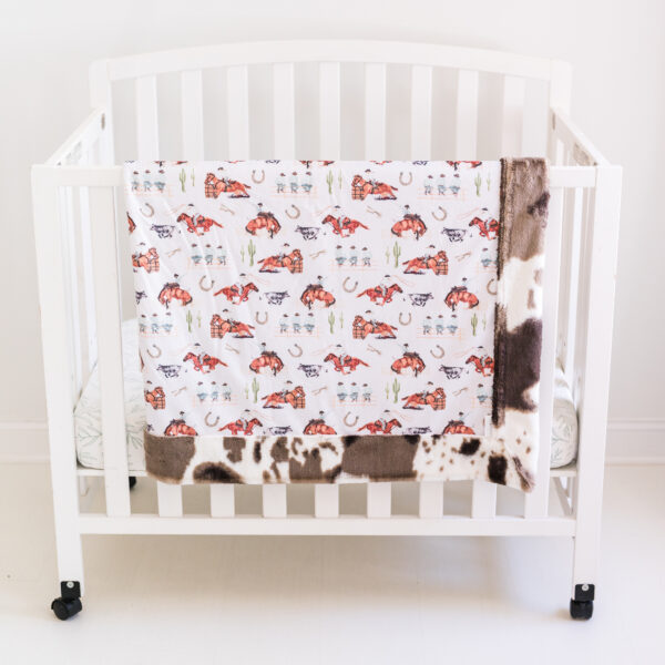 Brown and Tan Cowboy Rodeo Children's Minky Blanket - Handmade - Ultra Premium