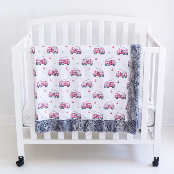 Red Fire Truck Children's Minky Blanket - Handmade Ultra Premium