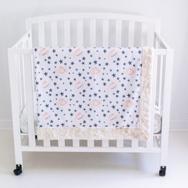 Navy Stars and Cowboy Hat Children's Minky Blanket - Handmade - Ultra Premium