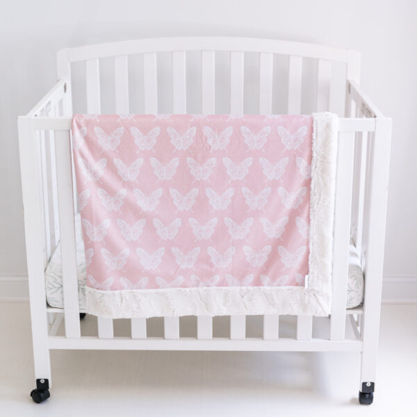 Soft Pink Blush Butterfly Children's Minky Blanket - Handmade - Ultra Premium