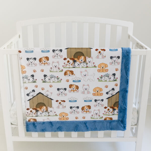 Puppy Dog Print Luxury Minky Baby Blanket - Handmade Washable Sensory-Friendly Heirloom Gift