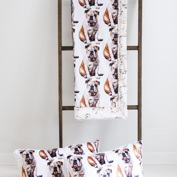 Bulldog Premium Plush Luxury Minky Blanket | Designer Dog Collection Throw