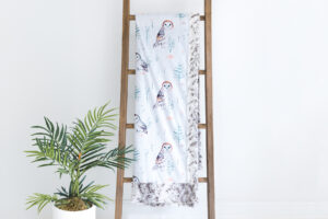 Owl in the woods minky blanket