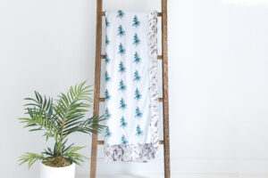 Watercolor forest trees blanket