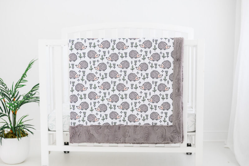 Hedgehog blanket on crib