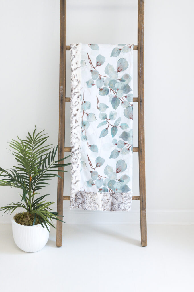 Eucalyptus Leaves Plums and Pumpkins Handmade Blankets