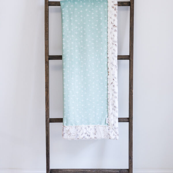 Sage Green Swiss Cross Premium Plush Luxury Minky Blanket | Soft Sage & White Throw