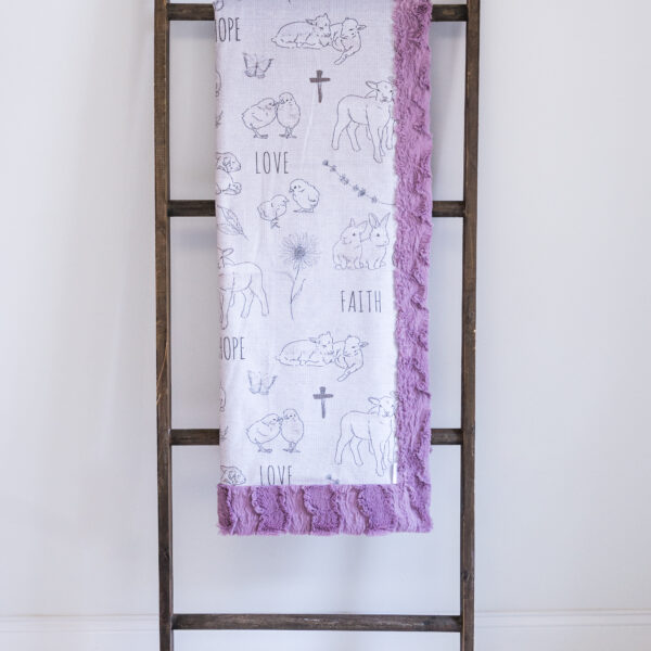 Faith Hope Love Premium Plush Luxury Minky Blanket | Lavender Cross Throw