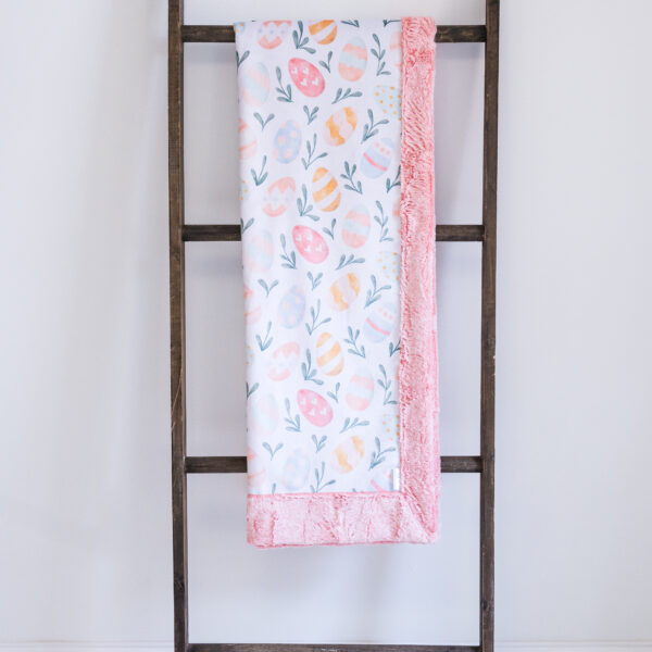 Easter Eggs Premium Plush Luxury Minky Blanket | Pastel Pink & Coral Spring Throw